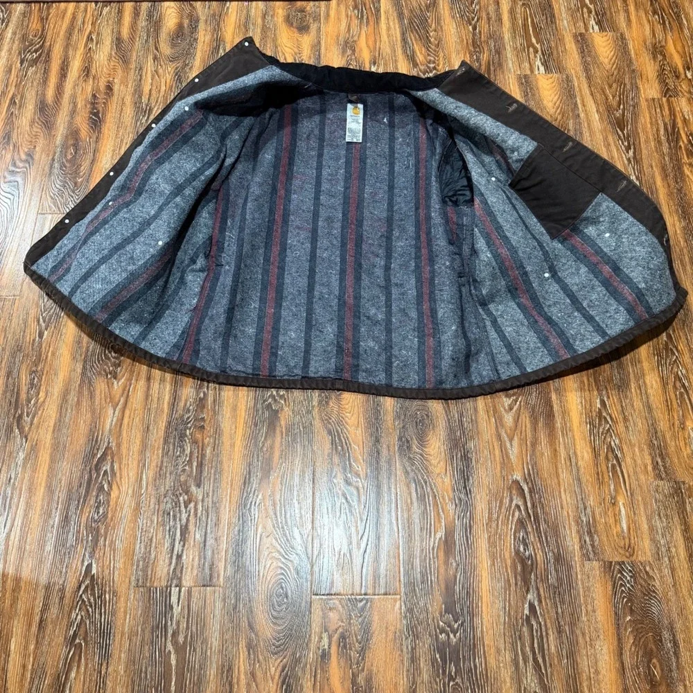 VTG Carhartt Mens 3XL Dark Brown Blanket Duck Canvas Chore Coat Jacket Detroit